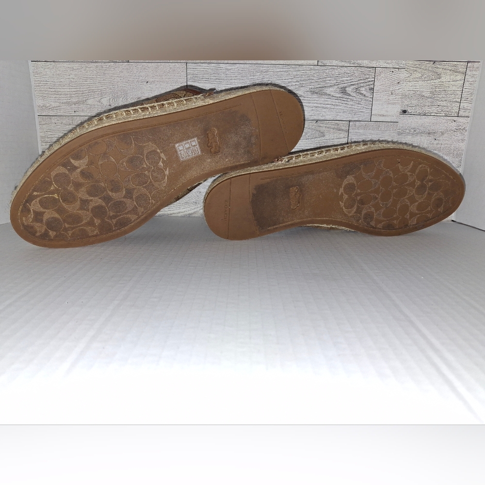 Coach G4841 Caley Signature Jacquard Espadrille Size 7- Khaki Saddle - Picture 4 of 5